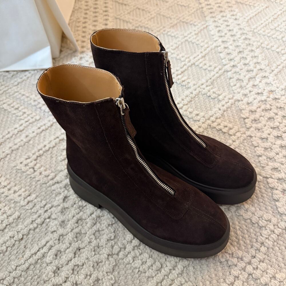 NWOT Steve Madden Jones Brown Suede Zipper Lug Boots